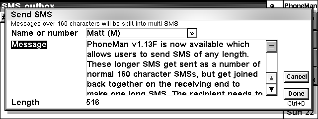 A long SMS message