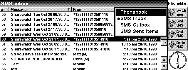 PhoneMan SMS messages